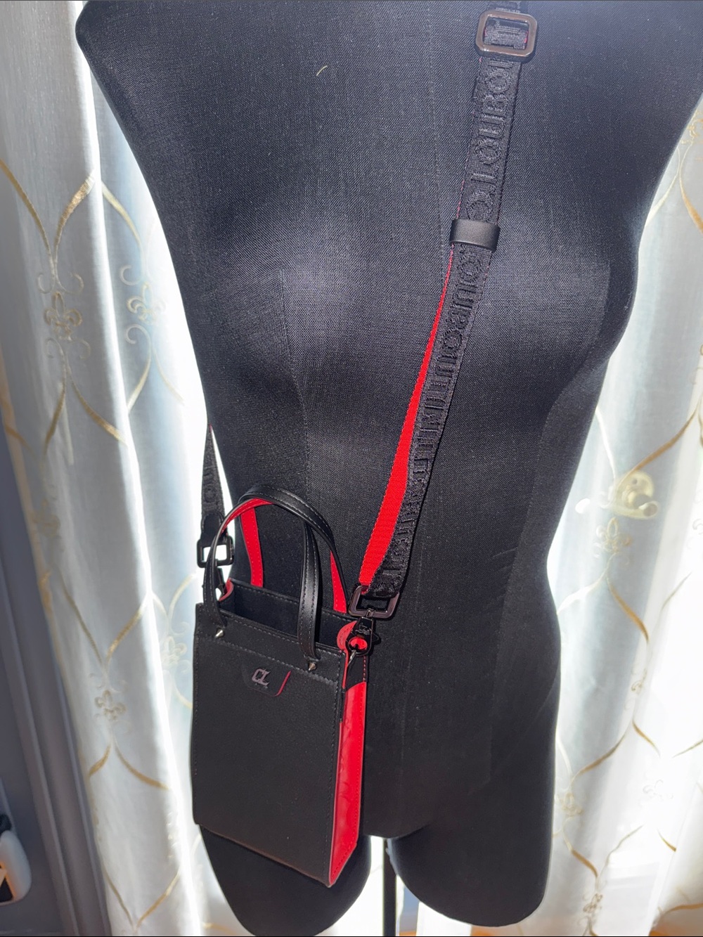 Christian Louboutin Black Crossbody Phone Pouch with Red Trim - Picture 2 of 7